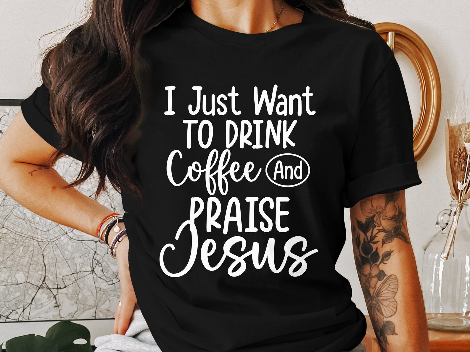 Coffee and Jesus T-Shirt, Christian Shirt, Religious Tee, Faith Based, God Lover, Jesus Apparel, Church Gift, Praise Jesus, Coffee Gift M