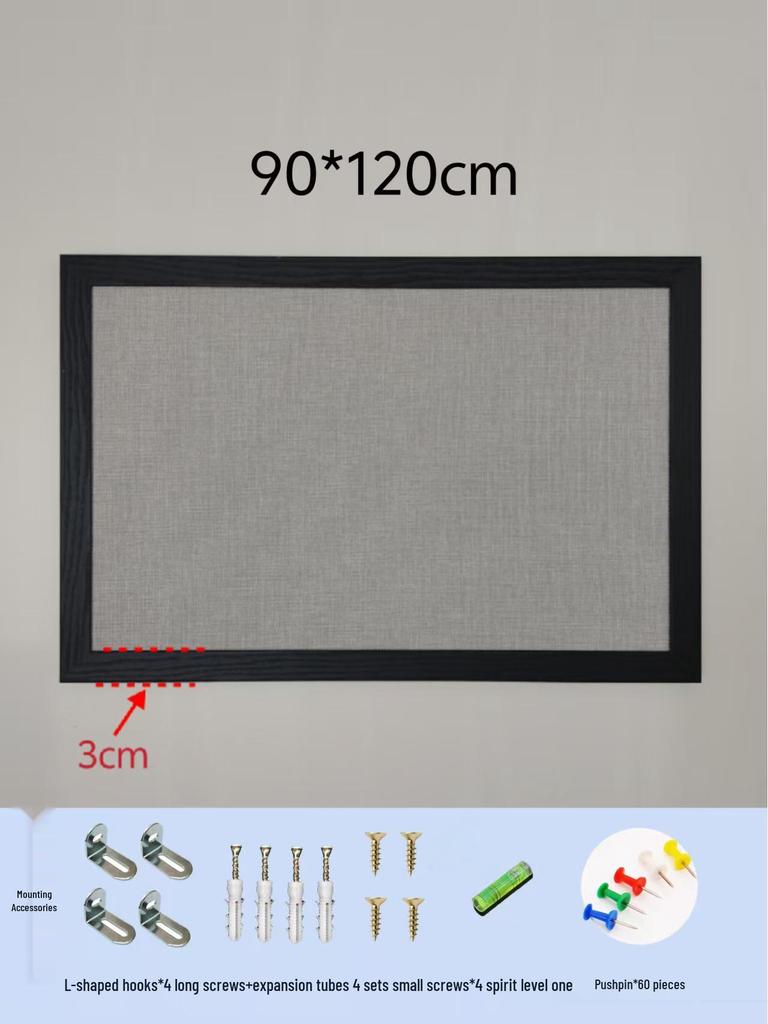 Black Frame Burlap Cork Board: Wall-Mounted Photo & Message Display for Kindergarten Theme