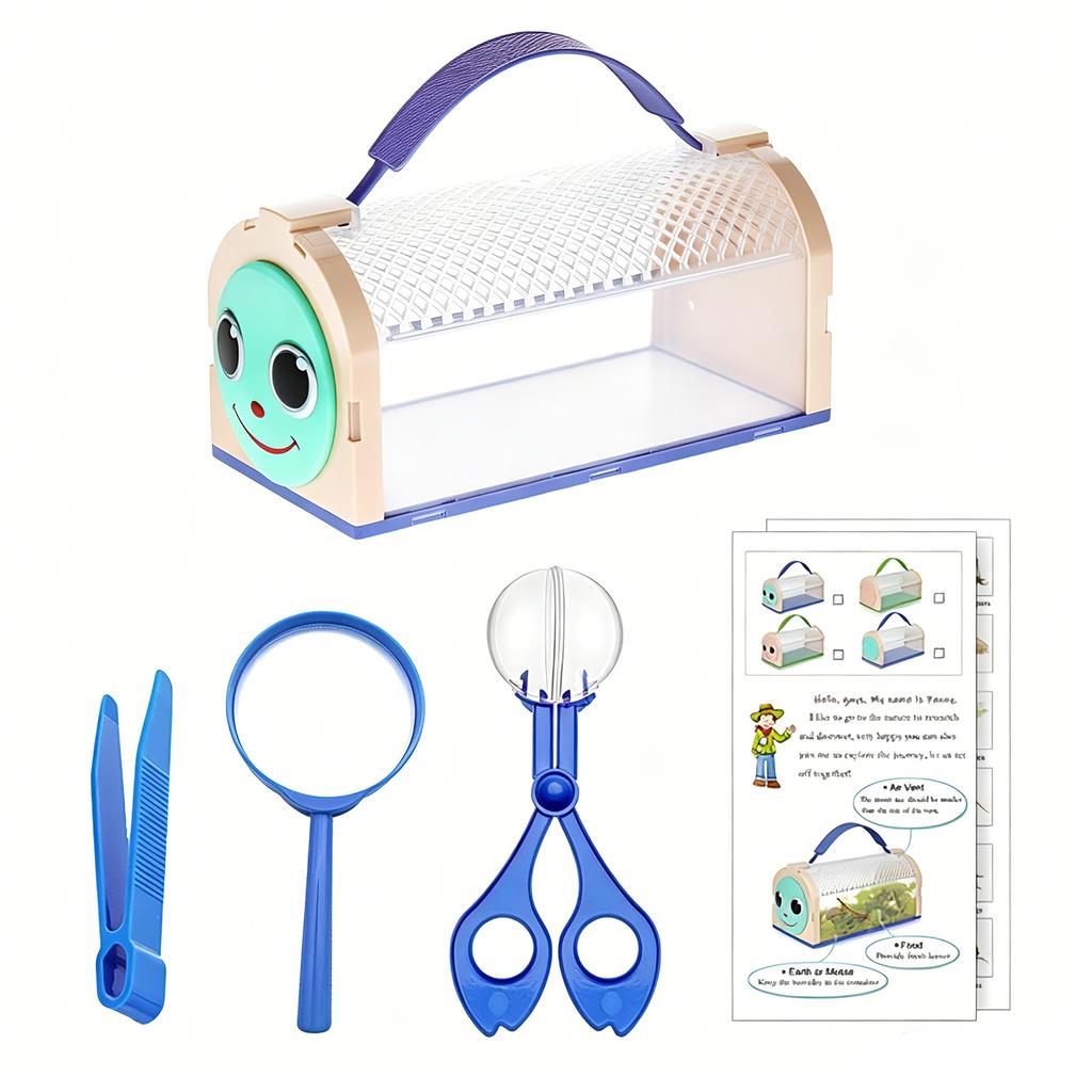 Outdoor Exploration Insect Observation Kit with Portable Carrying Case Magnifying Glass Tweezers and Scissors Educational Tool for Kids