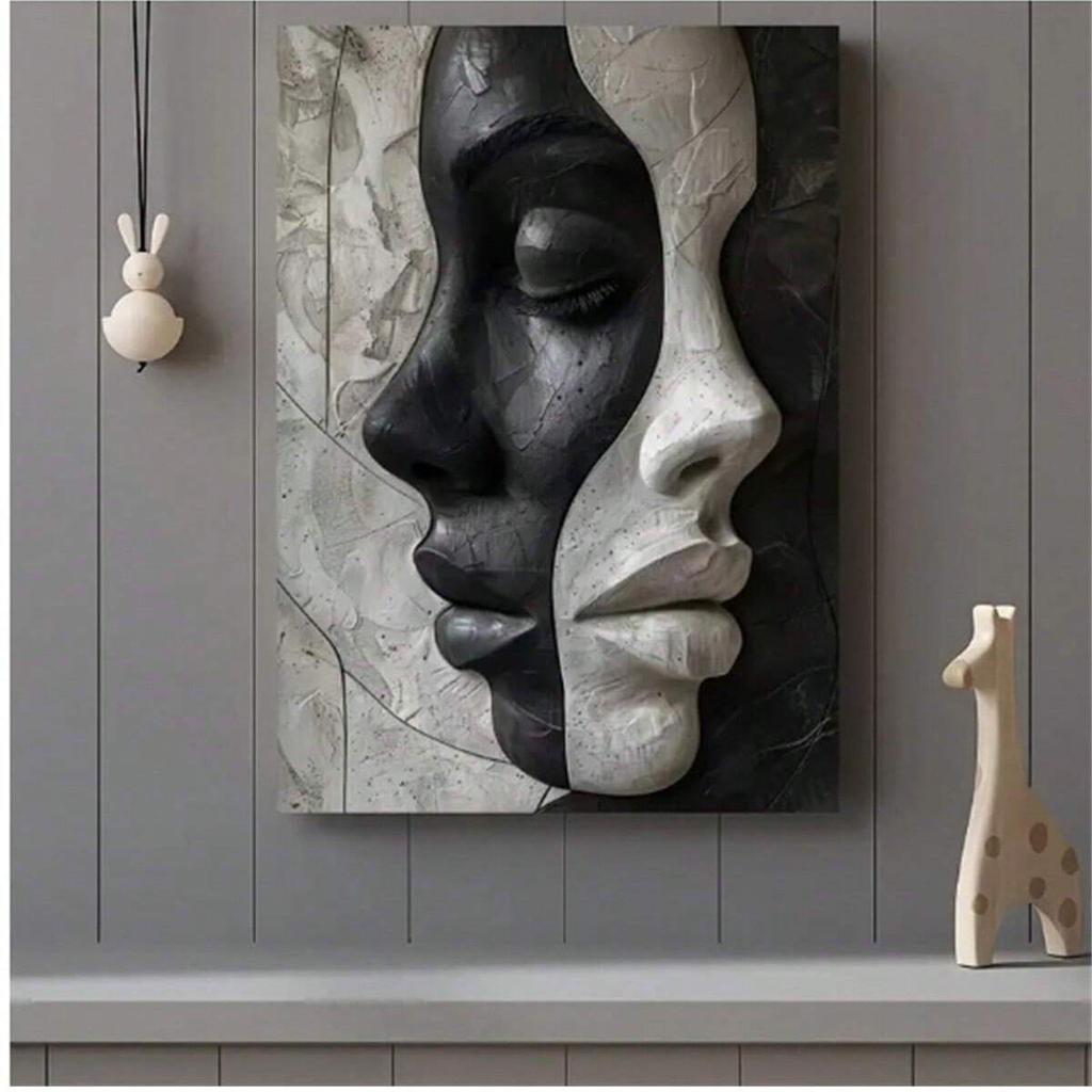Chic Black & White Abstract Woman Art Print for Living Room, Bedroom, Cafe, or Kitchen