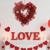 Valentine's Day Heart-shaped Artificial Wreath Indoor Outdoor Front Door Wall Hanging Love Heart Foil Tinsel Garland Wedding Party Decoration