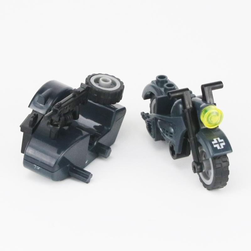 WW2 Military Germany Motorcycle Accessorie Building Blocks WW2 Army Soldiers Rifle Vehicle Model Weapon Bricks Toys for