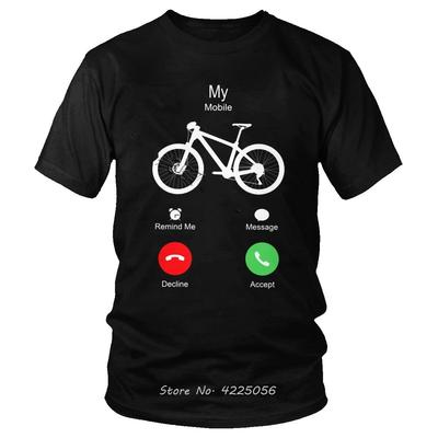 Summer Funny My MTB Mobile Is Calling To Ride Shirt Short Sleeve Mountain Bike Lover T Shirt Biking T-shirt Gift Tee Cotton