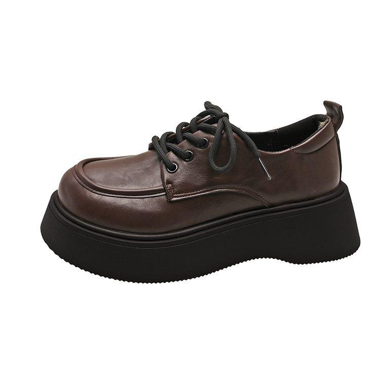 [Ushilai] Retro British Style Loafers Women's Winter 2025 New Platform Casual Versatile Small Leather Shoes