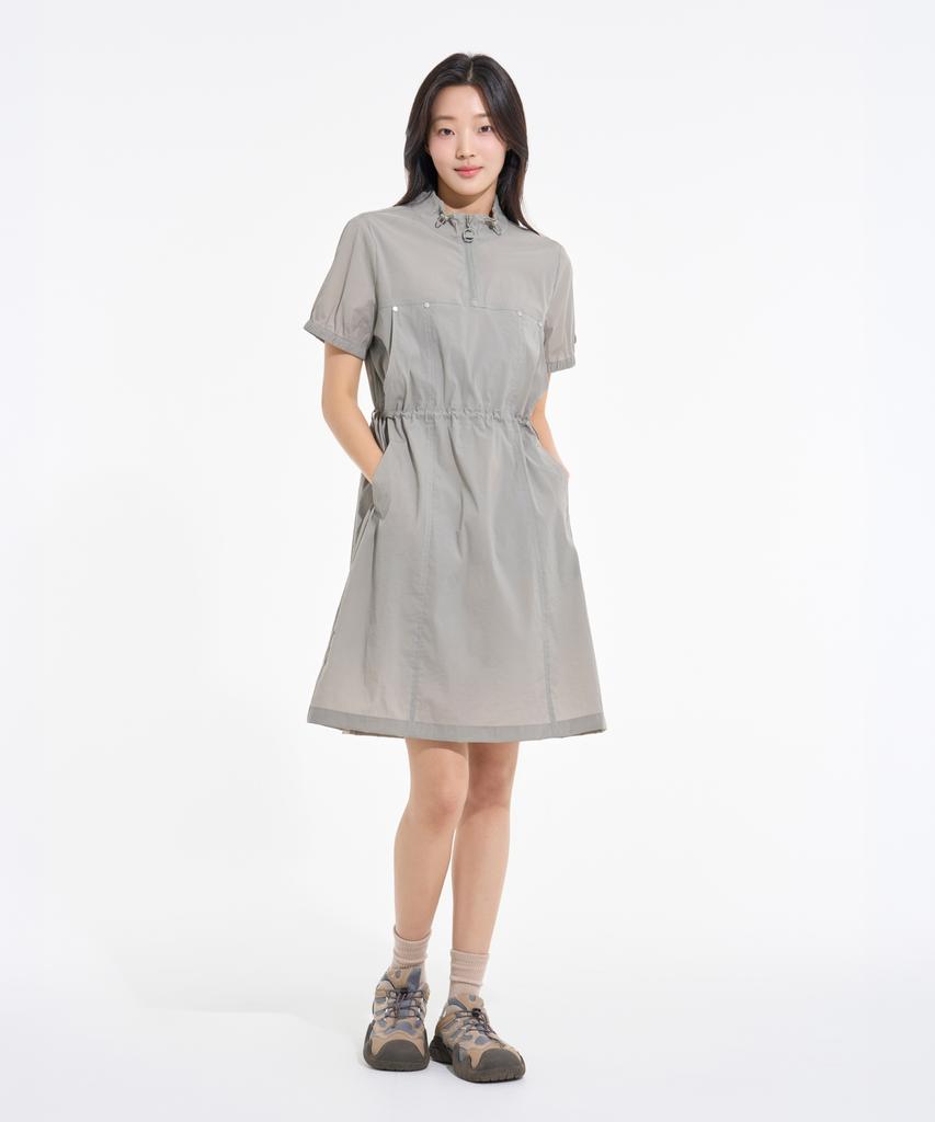 BBC EARTH Women'S High-Neck Zip-Up Dress Olive
