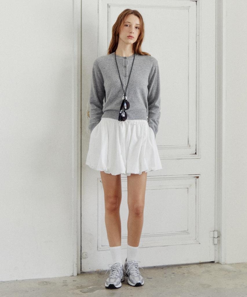 Illoil Camel Blend Crewneck Cardigan - Melange Gray