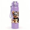 1PC Cute Coffee Puppy Dog Pattern 750ml Color Plastic Sports Water Bottle Leakproof Flip Straw Lid Suitable for Sports Office Home Use