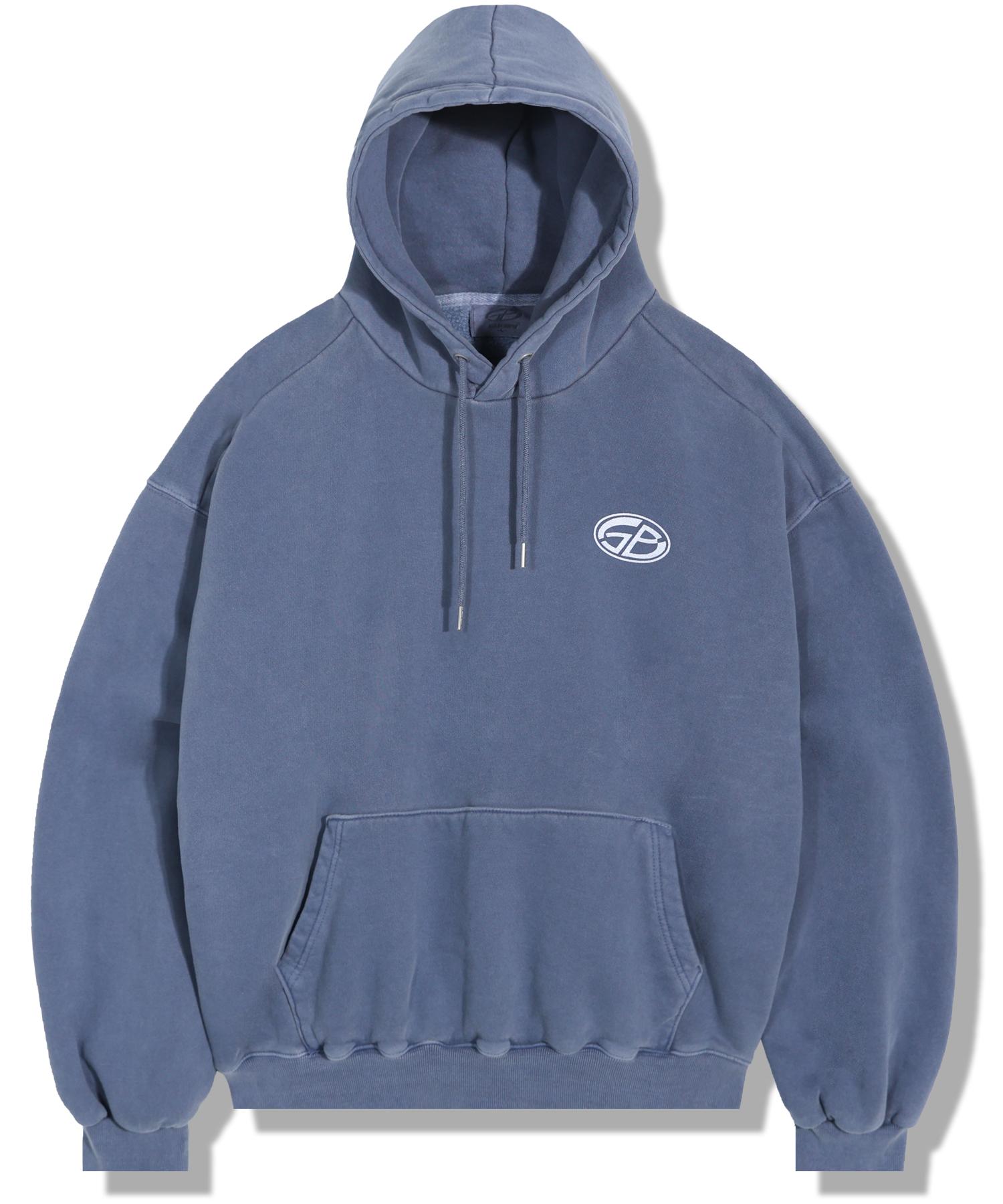 Goobin [Fleece-Lined] Pigment Oversized Logo Hoodie - Blue Blue/L