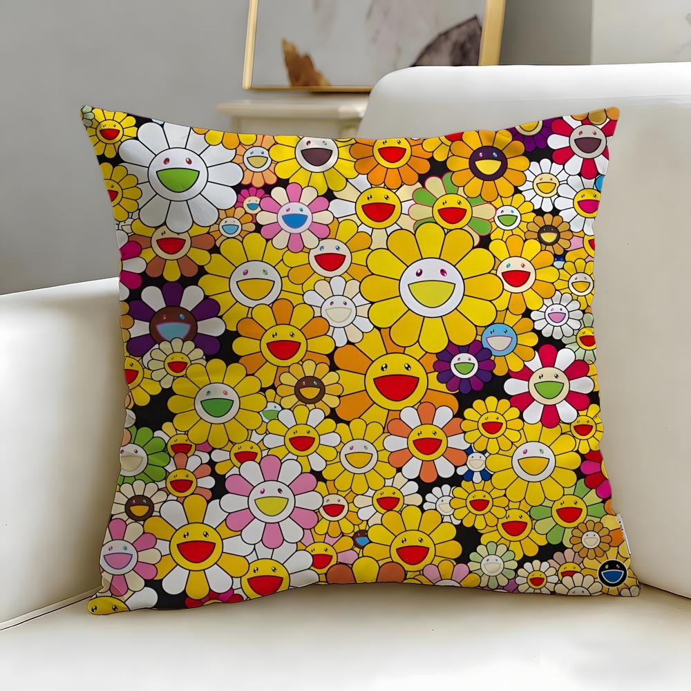 classic artist Takashi Murakami Cushion Cover Soft & Easy-Wash Pillow Case – Versatile for Couch, Bed, Travel and Office