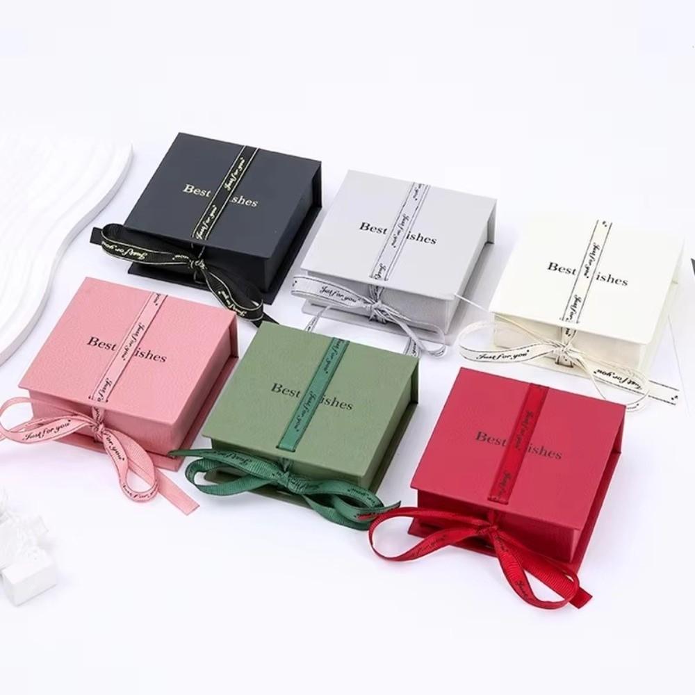 Paper Bowknot Ribbon Ring Earring Storage Case High-end Jewelry Packaging Case Portable Gift Box