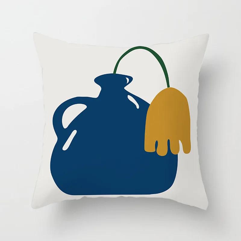45x45cm Abstrakte Geometrische Berg Kissenbezug Blau Polyester Sofa Hotel Büro Sitzkissenbezug Heimdekoration