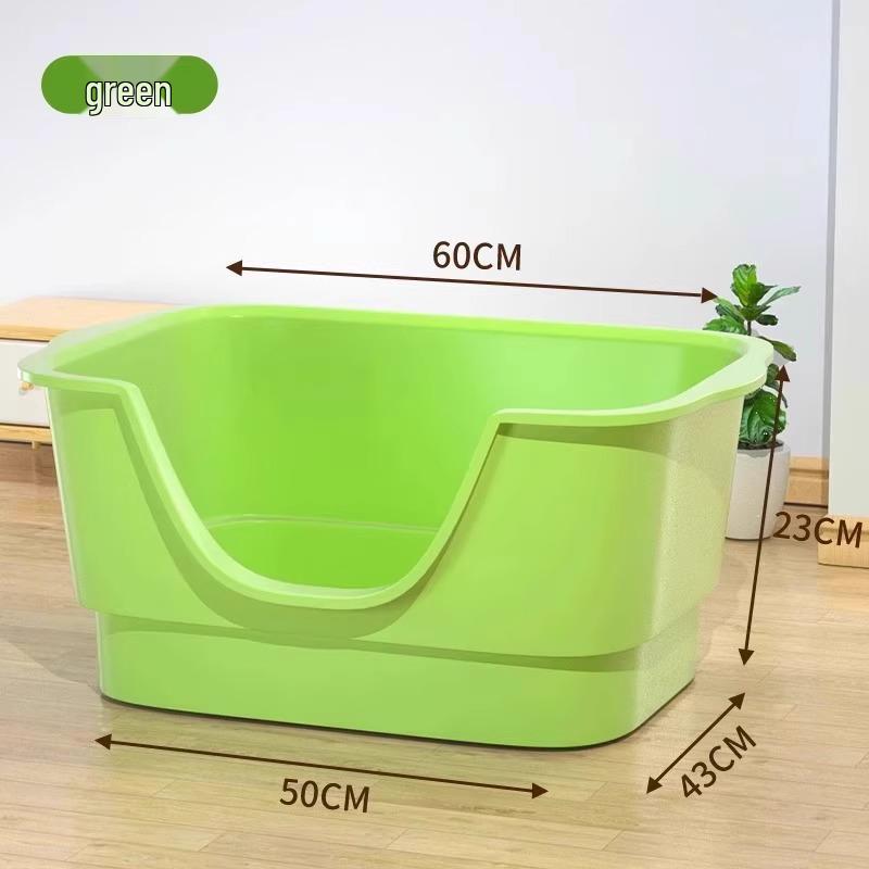 Anti-Splash Open-Top Cat Litter Box with Deodorant for Large Cats