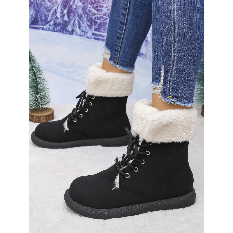 Winter New Block Heel Snow Boots Warm Fleece Lined