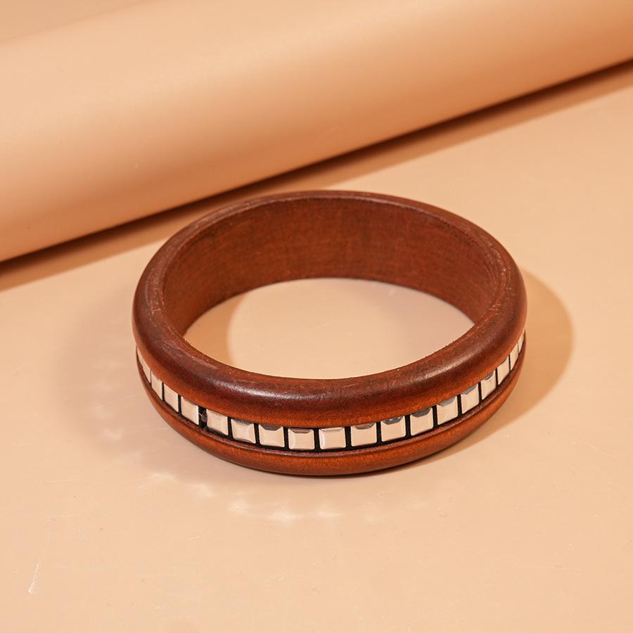 European and American Wooden Bracelets Retro Simple and Versatile Bracelets Light Luxury High-end Temperament Jewelry Women