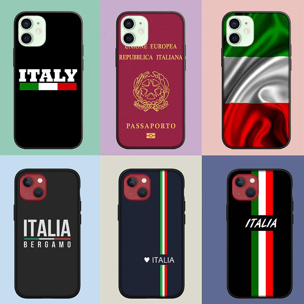 Italie Drapeau Italia Housse Souple en Silicone pour Apple iPhone 15 14 Plus 13 12 Mini Pro Max XR + 13Pro 14+ 15+ Coque de Téléphone