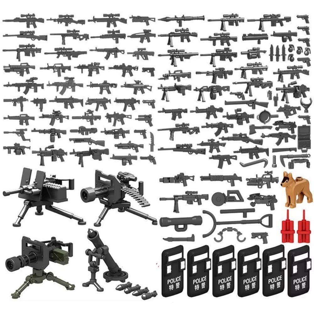 25/50/100ks Vojenské zbraně SWAT Zbraň Dělo Voják Armáda Policejní klobouk Stavebnice Figurka Příslušenství Modelové kostky DIY Hračka