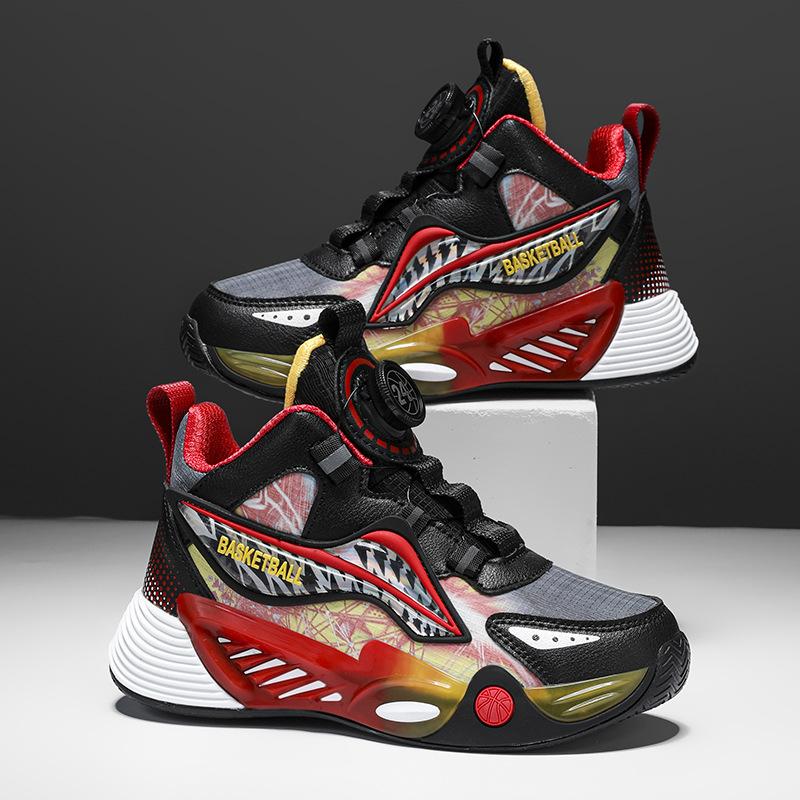 

Children s basketball shoes Lightweight shock-absorbing mesh breathable leather waterproof middle-aged and older children s boys sports and leisure 39