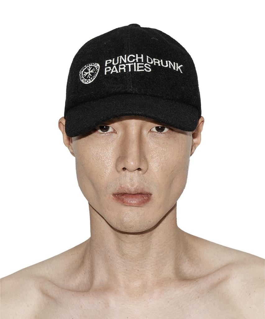 PUNCH DRUNK PARTIES Hq Logo Wool Cap (Black)