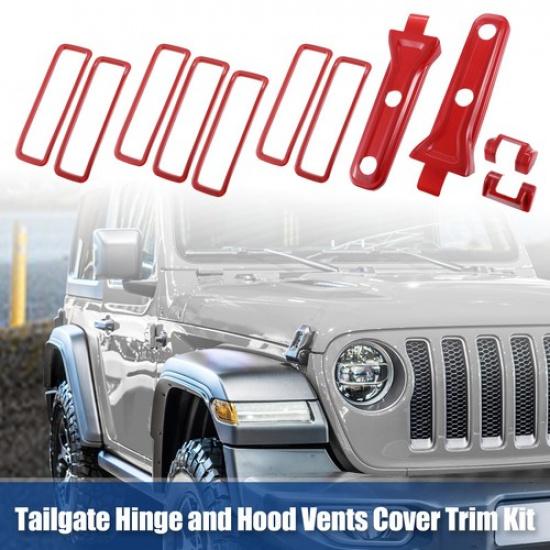 

2 Pcs Tailgate Hinge Trim 7pcs Hood Vents Trim for Jeep Wrangler Gladiator JT