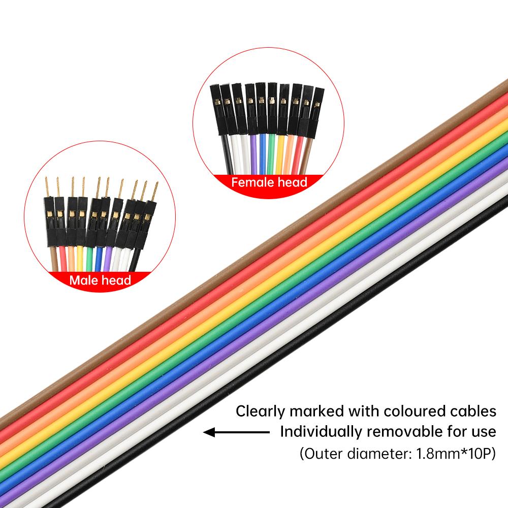 10PIN Pure Copper DuPont wire male to male,female to male,female to female,2.54 terminal connection wire 28core gold-plate cable