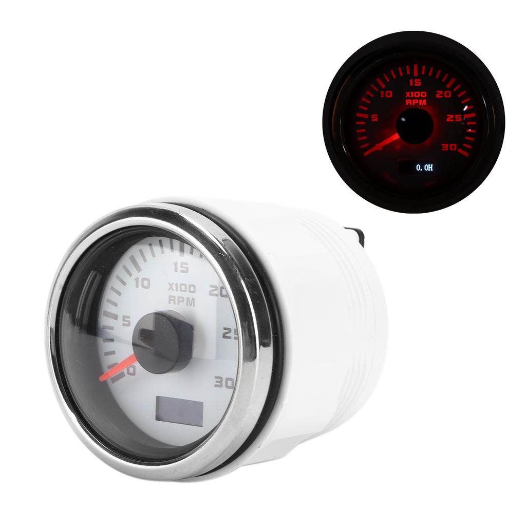 52mm Wijzer Toerenteller Meter Rode Achtergrond Universeel voor Motorfiets Vrachtwagen Boot Benzine Motor 9‑30V