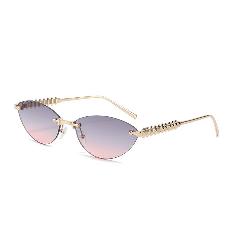 Cat Eye Fashion Rimless Design Sunglasses Female Brand Metal Sun Glasses Outdoors Casual Vacation Eyewear