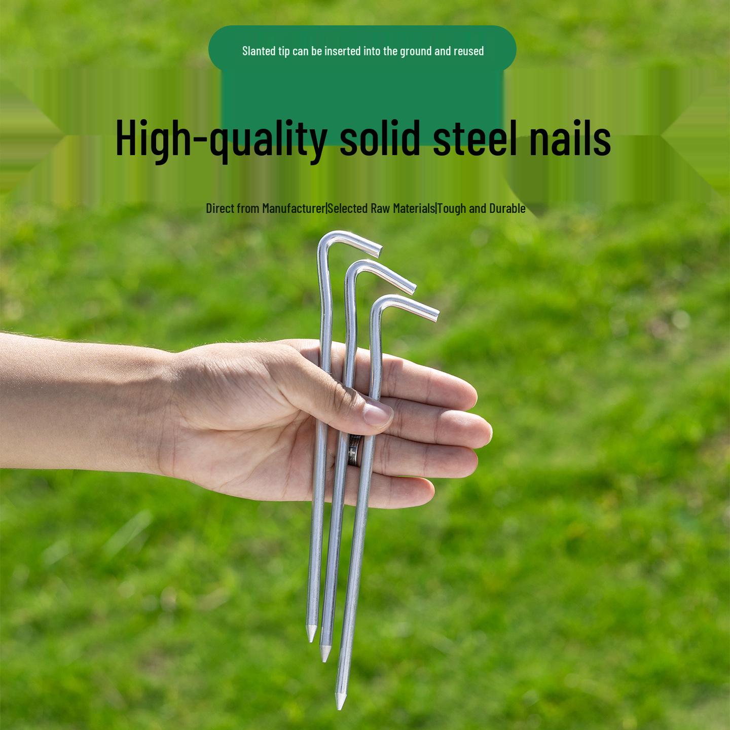 Thickened Tent Stakes: Hexagonal  7-Shaped Ground Spikes for Camping Mat Accessories