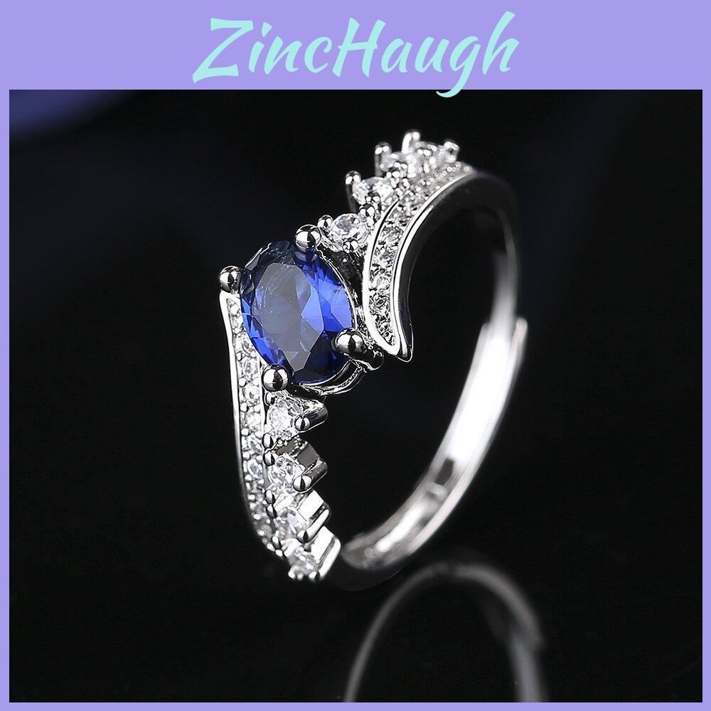 Unique Geometric Design Blue Ring In Elegant White Gold Color Perfect For Gifting