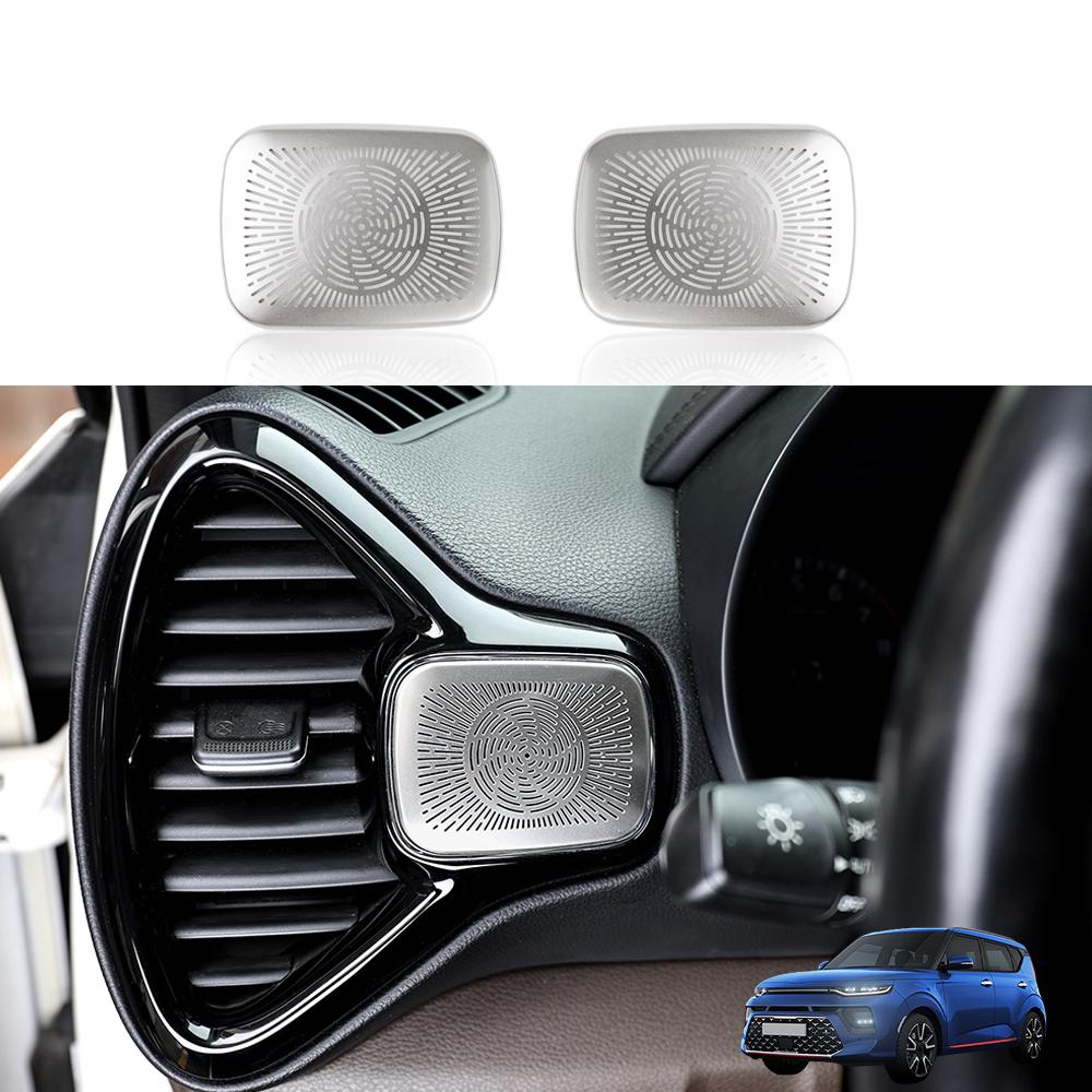 Stainless Steels Upper Air Outlet Speaker Cover Steels Interior Door Speaker Decoration Trim Cover For Kia Soul -2025 LHD Silver C