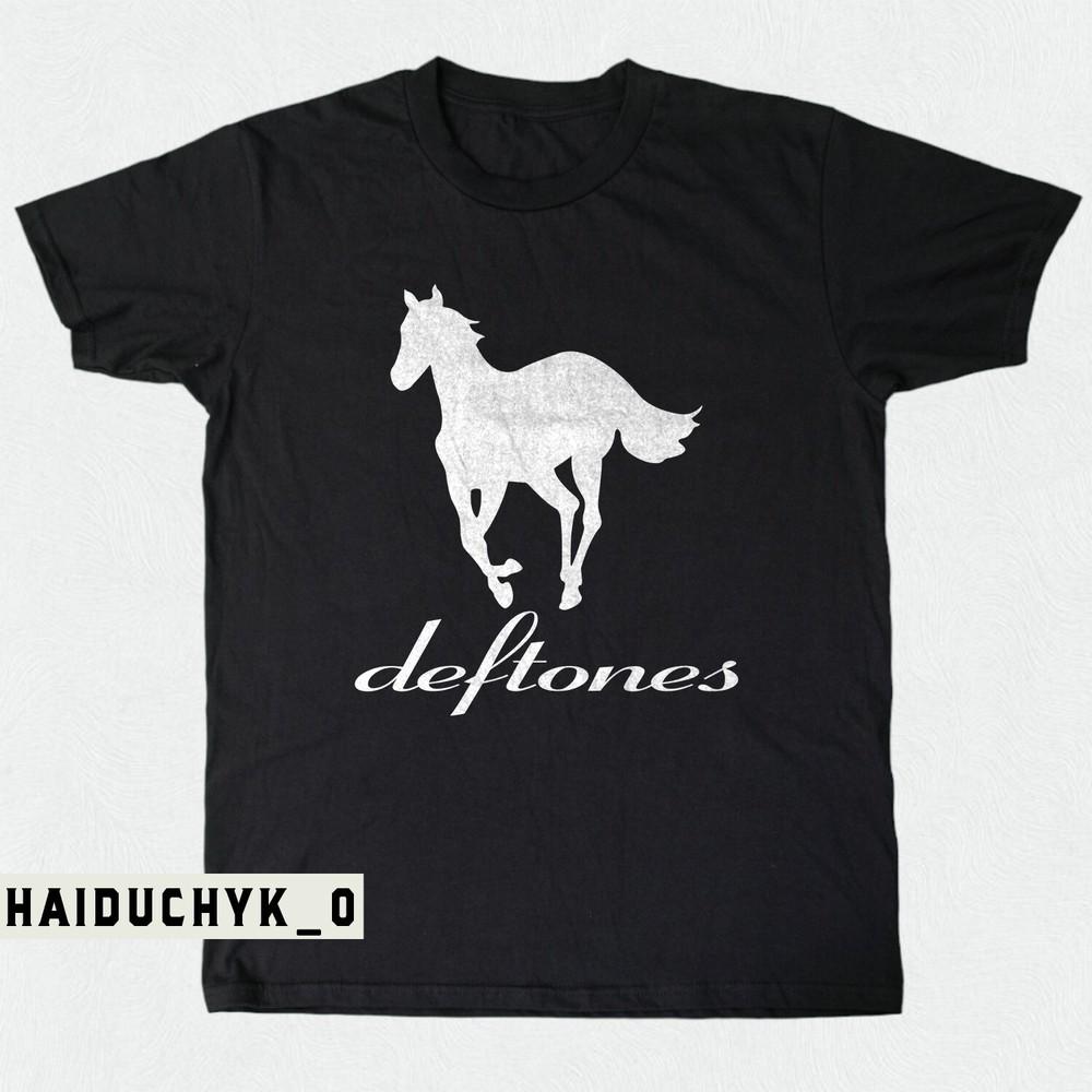 Deftones Tee White Pony Logo Rock Band Unisex Black T-shirt Size S-5XL Unisex T-Shirt M