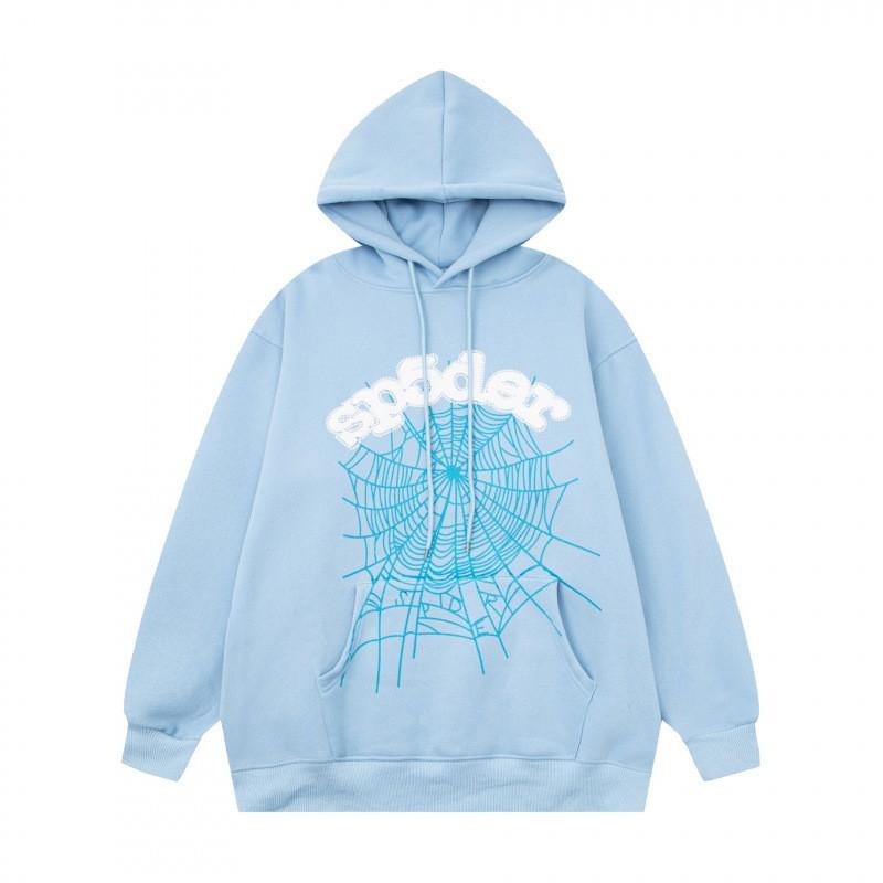 Sp5der Hoodie Unisex Oversized Cotton Pullover With Foil Letter Print Fall Casual Streetwear