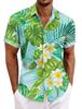 Hawaiian Tropical Leaf Print Short-sleeve Shirt, Perfect for Summer Beach Wear.