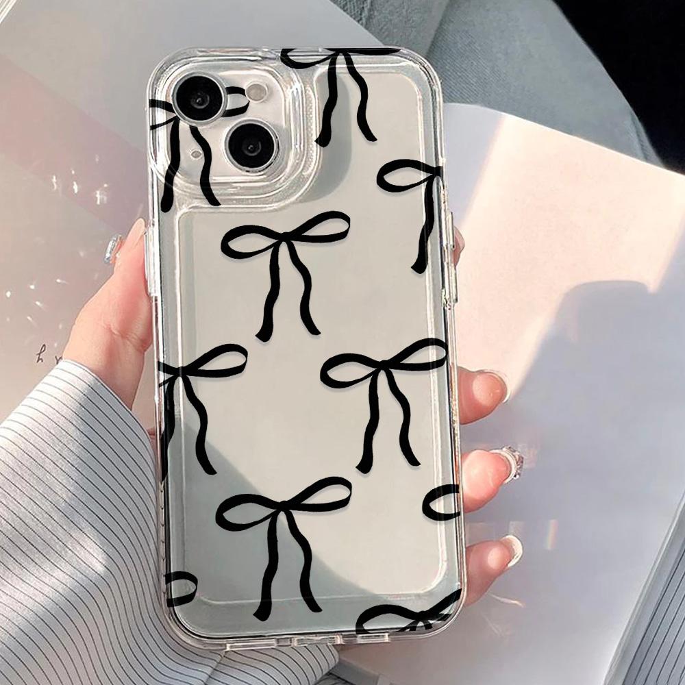 Bowknots & Daisy Transparent Funda Protective Phone Case For iPhone 17 16 15Pro Max 11 12 13 14Pro Plus Shockproof Shell Bumper