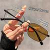 Color Changing Anti Blue Light Glasses Photochromic Glasses Retro Metal Frame Glasses Computer Eyeglasses Chameleon Sunglasses