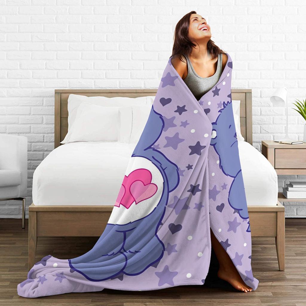 Cartoon Care Bears Blanket Animal Travel Flannel Bedding Throws For Bedroom Warm Soft Custom DIY Quality Bedspread Gift