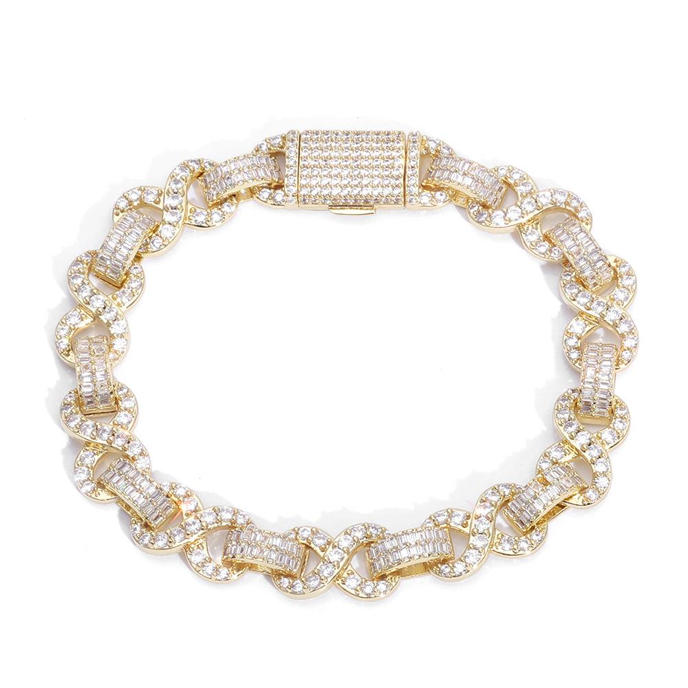 

10mm Iced Out Infinite Chain Bracelet Bling Cubic Zirconia Bracelet for Women Men Birthday Gift Hip Hop Jewelry 18CM