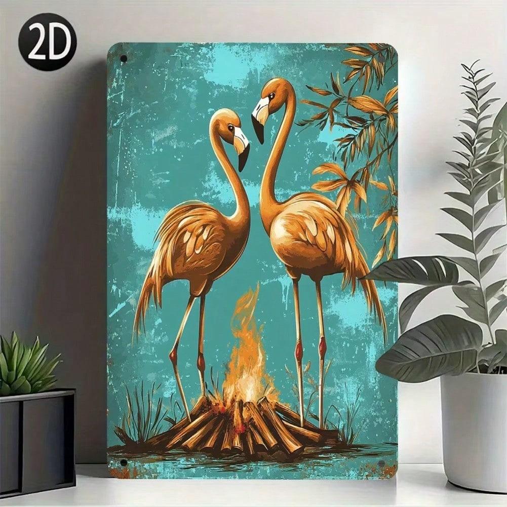 

Vintage Aluminum Flamingo Sign Wall Art Garden Patio Decor Gift рожевий
