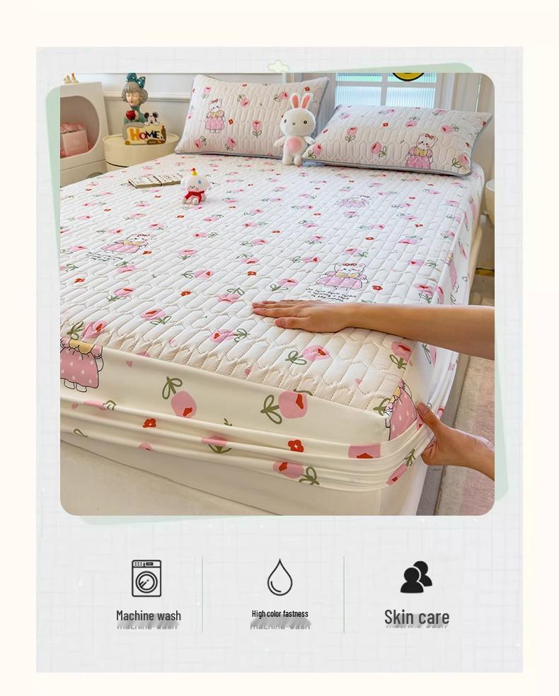 G5Z Quilted Fitted Sheet Set: Anti-Dust Bed Cover & Mattress Protector