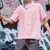 Li Ning X Erik Ellington Signature Series Snake Print Loose Short Sleeve Shirt Men Shirts Pink ASHR151-1