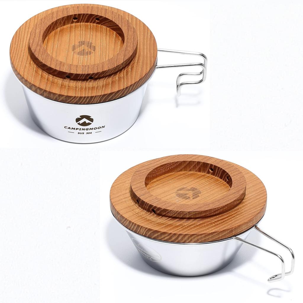 CAMPING MOON Sierra Cup Walnut Solid Wood Coaster of Lid, Wood, (Set 2, 12cm) S-MG-2P