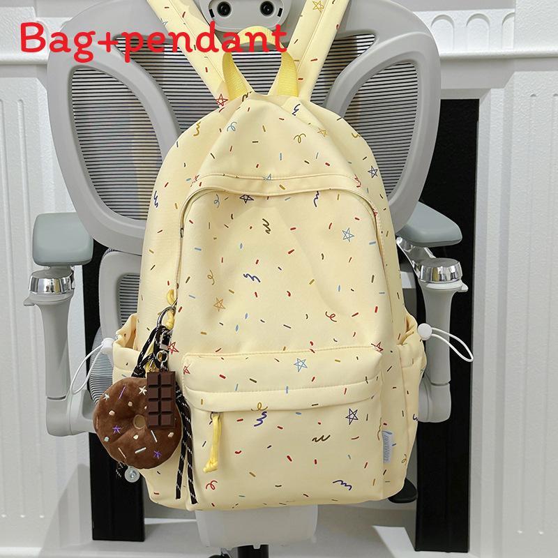 Casual Student Backpack With Nylon Material And Flower Print For Travel And School Use
