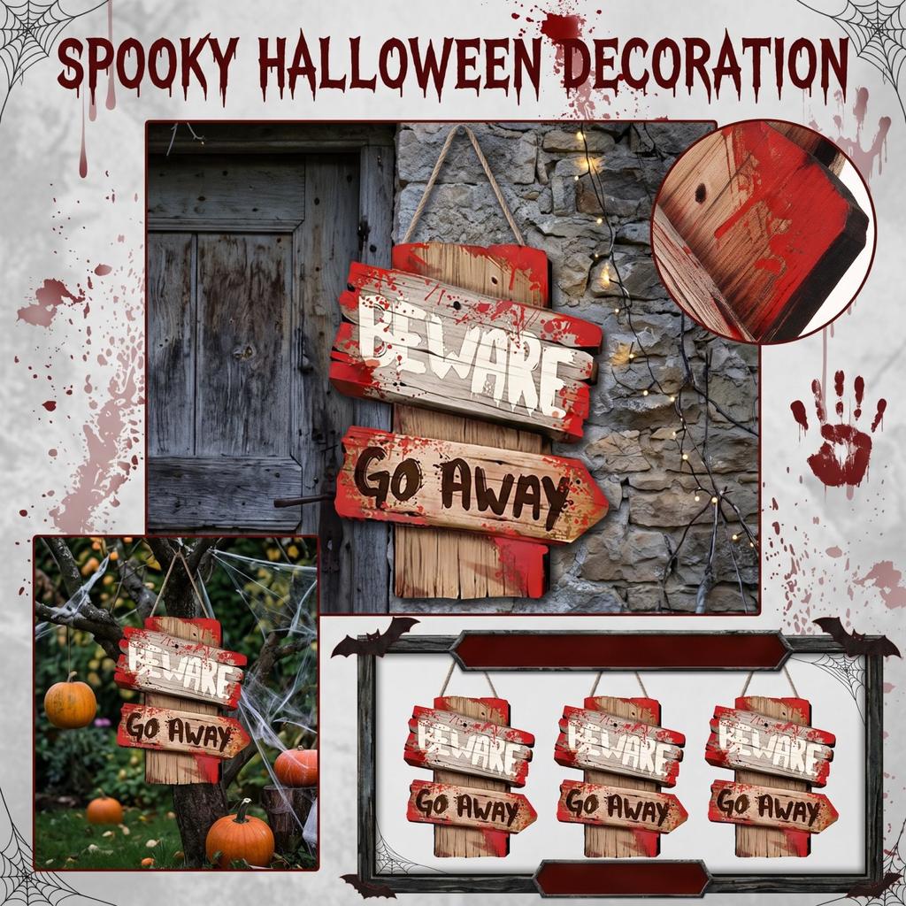 Halloween Wooden Hanging Sign for Party House Garden Yard Decoration