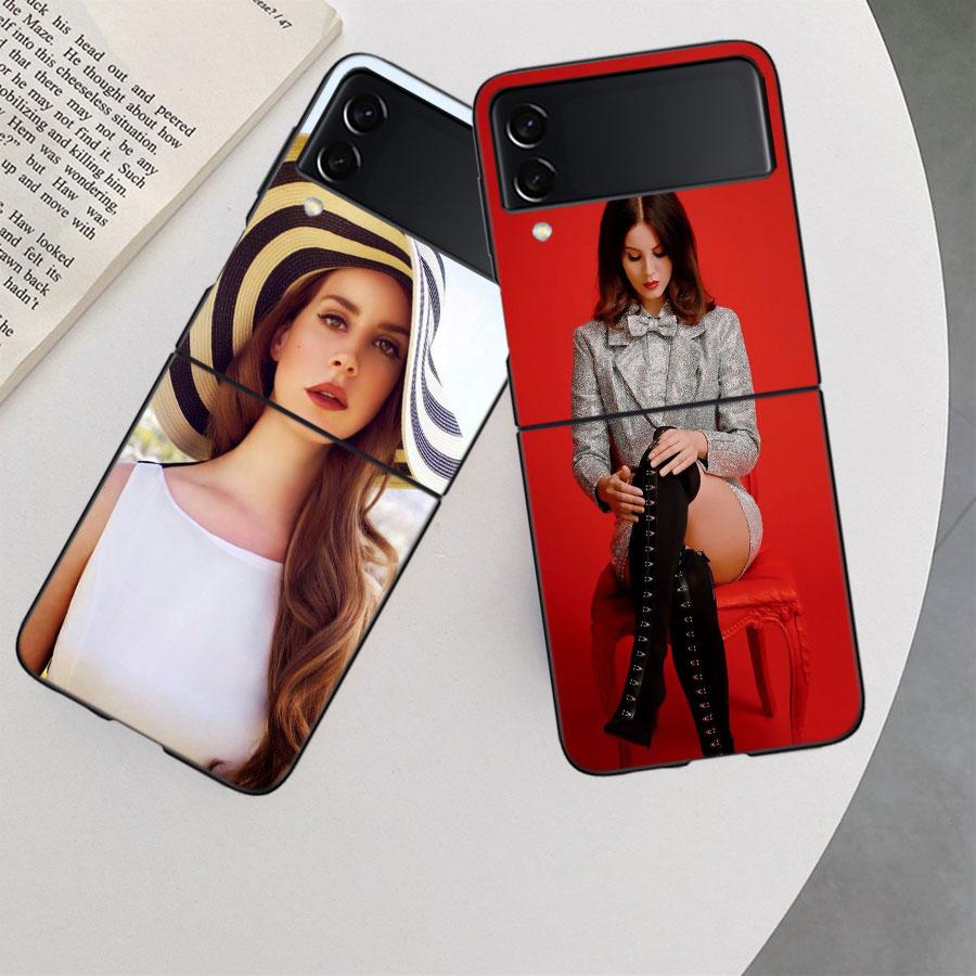 Singer Lana D-Del Rey Phone Case For Samsung Z Flip 7 6 5G Galaxy Z Flip 5 4 3 Black Hard Cell Cover Luxury PC Shell Coque
