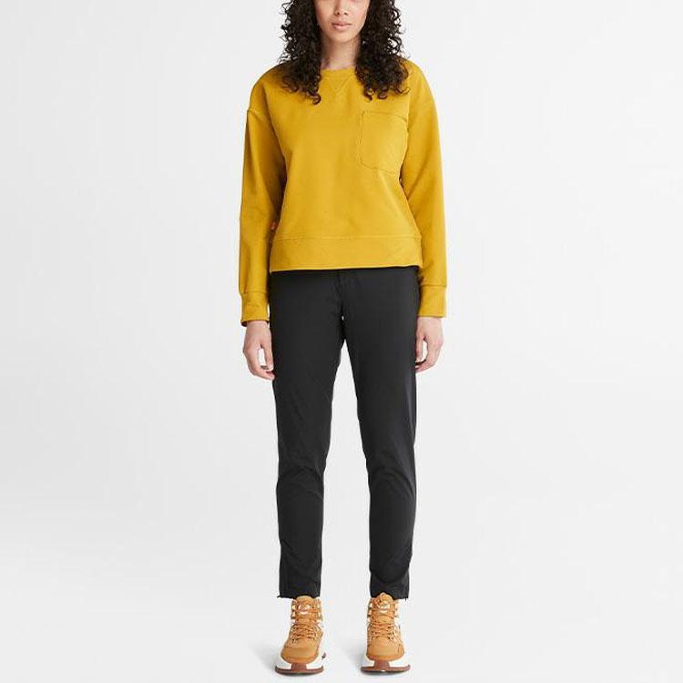Timberland Solid Color Casual Loose Water-Resistant Fleece Crewneck Sweatshirt Women Sweatshirt Golden-Palm A5X29-CY1