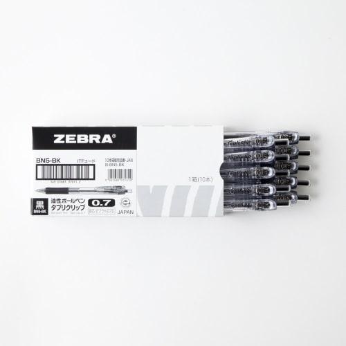 Zebra Oil-Based Ballpoint Pen Tapli Clip 0.7 Black 10 Pieces B-BN5-BK