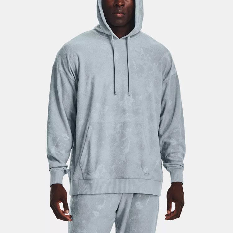 Under Armour Bavlnená pletenina Voľný strih Mikina s dlhým rukávom Pánske mikiny Námornícka modrá 1377177-465