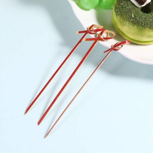 OUNONA Disposable Bamboo Toothpicks, Thick Knotted, 200-Piece Set, 12cm, for Fruit, Appetizers, Sushi, Sandwiches, Hamburgers, Cake Toppers, Party Sup