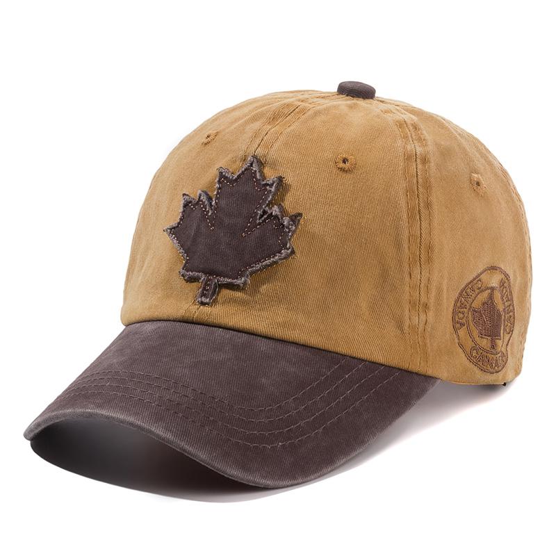Unisex Washed Cotton Vintage Cap Maple Leaf Embroidery Baseball Caps Men Women Outdoor Sports Hat