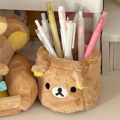 Rilakkuma Plushes Pencil Holder Cosmetics Pen Container Kawaii Desk Accessories Office Organizer Kid Stationery Storage Box Gift