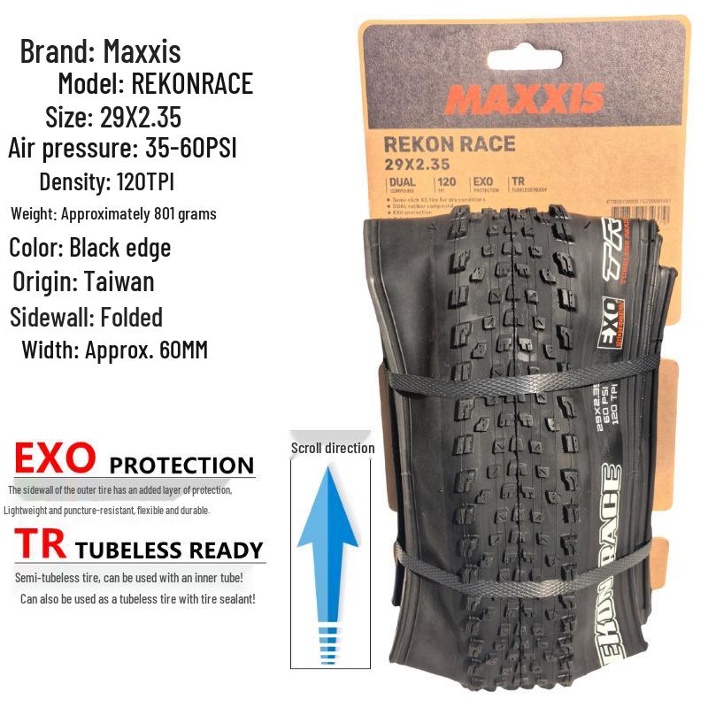 Maxxis REKON RACE Tubeless Faltbarer Mountainbike-Reifen, Gelbe Seitenwand, 27,5/29 x 2,25/2,35